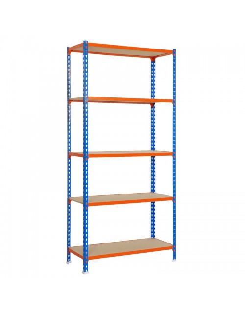 Estantería Metálica Maderclick 5/400 Azul/Naranja/Madera