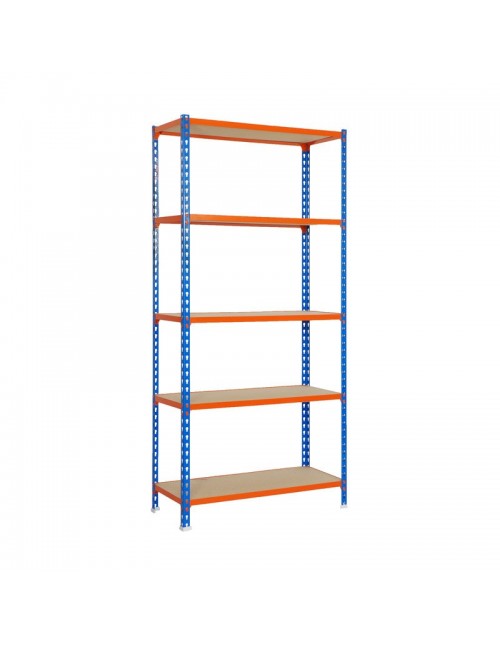 Estantería Metálica Maderclick Megaplus 5/400 Azul/Naranja/Madera