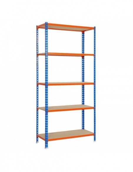 Estantería Metálica Maderclick Plus 5/400 Azul/Naranja/Madera