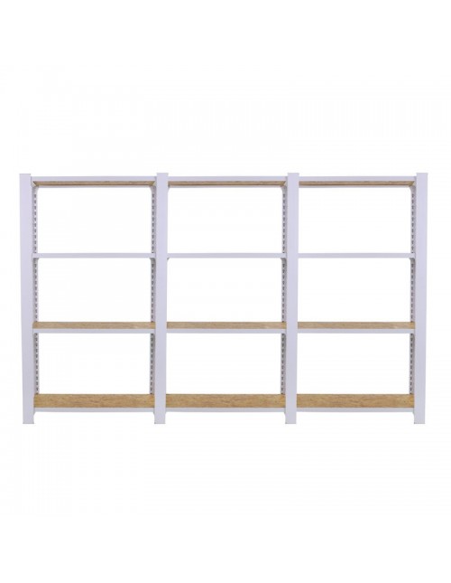 Estantería Metálica Officlick 4/300 Wood 2400 Blanco/Osb