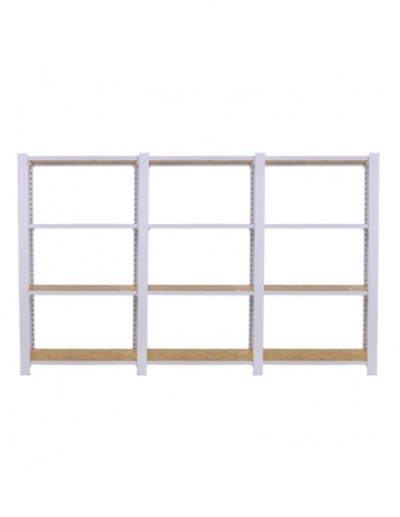 Estantería Metálica Officlick 4/300 Wood 2400 Blanco/Osb